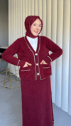 Yumoş Triko Tasarım Hırka Ve Etek Kışlık Takım