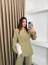 Çift Düğme Blazer Ceket Ve Pantolonlu Takım Yeşil