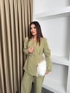 Çift Düğme Blazer Ceket Ve Pantolonlu Takım Yeşil