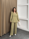 Çift Düğme Blazer Ceket Ve Pantolonlu Takım Yeşil