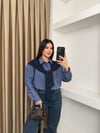 Çizgili Bağlamalı Gömlek Lacivert