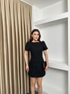 Omzu Pileli Şortlu Mini Elbise Siyah