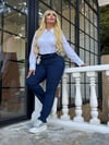 İKM BUTİK Büyük Beden Cepli Boru Paça Lacivert Kot