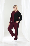 İKM BUTİK Oysho Kumaş Bordo Yanı Siyah Detaylı Takım
