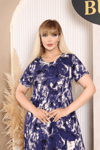 İKM BUTİK Viskon Asimetrik Mor Batik  Desen Elbise