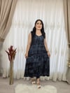 İKM BUTİK Viskon Askılı Füme Batik  cepli Likralı Elbise