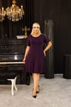 İKM BUTİK Viskon Kumaş Cep ve Etek Taş Detay MÜRDÜM Elbise