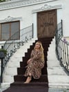 Leopar Desenli Likralı Viskon Büyük Beden Uzun Elbise
