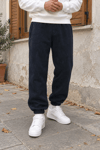 BAGGY KALIP PAÇA LASTİKLİ YIKAMALI ÜÇ İPLİK ŞARDONLU EŞOFMAN ALTI