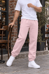 BASİC BAGGY KALIP PAÇA LASTİKLİ ŞARDONLU EŞOFMAN ALTI PEMBE