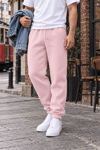 BASİC BAGGY KALIP PAÇA LASTİKLİ ŞARDONLU EŞOFMAN ALTI PEMBE