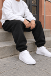BASİC BAGGY KALIP PAÇA LASTİKLİ ŞARDONLU EŞOFMAN ALTI SİYAH