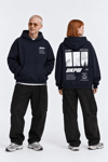 BOXY FİT OVERSİZE KAPŞONLU SWEATSHİRT LACİVERT