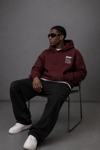 BOXY FİT OVERSİZE KAPŞONLU SWEATSHİRT BORDO
