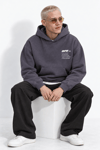 BOXY FİT OVERSİZE KAPŞONLU SWEATSHİRT ANTRASİT