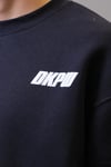 BOXYFİT BİSİKLET YAKA BASKILI SWEATSHİRT LACİVERT
