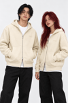 BOXYFİT KAPŞONLU PREMIUM PANDA FABRIC HIRKA KREM