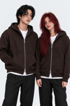 BOXYFİT KAPŞONLU PREMIUM PANDA FABRIC HIRKA KAHVE