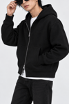 BOXYFİT KAPŞONLU PREMIUM PANDA FABRIC HIRKA SİYAH