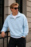 DKPW DEMİR ARMALI YARIM FERMUAR SWEATSHIRT BEBE MAVİ
