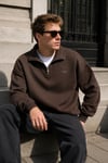 DKPW DEMİR ARMALI YARIM FERMUAR SWEATSHIRT KAHVE