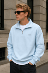 DKPW DEMİR ARMALI YARIM FERMUAR SWEATSHIRT BEBE MAVİ