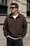 DKPW DEMİR ARMALI YARIM FERMUAR SWEATSHIRT KAHVE