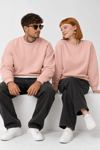 DKPW ENJEKSİYON BASKILI BOXYFİT BİSİKLET YAKA SWEATSHİRT PEMBE