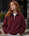 DKPW GOFRE BASKILI DİK YAKA YARIM FERMUARLI SWEATSHİRT BORDO