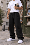 DKPW KABARTMA BASKILI SÜPER BAGGY ŞARDONLU EŞOFMAN ALTI SİYAH