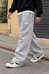 DKPW KABARTMA BASKILI SÜPER BAGGY ŞARDONLU EŞOFMAN ALTI GRİ MELANJ