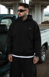 DKPW KAPŞON BASKILI OVERSİZE ŞARDONLU SWEATSHIRT SİYAH