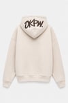 DKPW KAPŞON BASKILI OVERSİZE ŞARDONLU SWEATSHIRT KREM