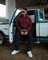 DKPW KAPŞON BASKILI OVERSİZE ŞARDONLU SWEATSHIRT BORDO