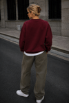 DKPW KESİK NAKIŞ DETAYLI BOXYFİT BİSİKLET YAKA BORDO