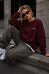 DKPW KESİK NAKIŞ DETAYLI BOXYFİT BİSİKLET YAKA BORDO