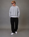 DKPW NAKIŞ BASKILI OVERSİZE BİSİKLET YAKA SWEATSHİRT GRİ MELANJ