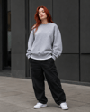 DKPW NAKIŞ BASKILI OVERSİZE BİSİKLET YAKA SWEATSHİRT GRİ MELANJ