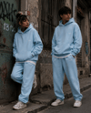 DKPW NAKIŞ DETAYLI BOXYFİT KAPŞONLU SWEATSHİRT BEBE MAVİ