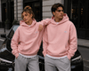 DKPW NAKIŞ DETAYLI BOXYFİT KAPŞONLU SWEATSHİRT PEMBE