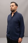 DUKA LACİVERT CHANNEL KETEN GÖMLEK