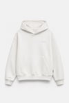 FLOK BASKI DETAYLI BOXYFİT KAPŞONLU SWEATSHIRT EKRU