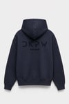 FLOK BASKI DETAYLI BOXYFİT KAPŞONLU SWEATSHIRT LACİVERT