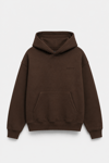 FLOK BASKI DETAYLI BOXYFİT KAPŞONLU SWEATSHIRT KAHVE