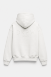 FLOK BASKI DETAYLI BOXYFİT KAPŞONLU SWEATSHIRT EKRU