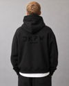 FLOK BASKI DETAYLI BOXYFİT KAPŞONLU SWEATSHIRT SİYAH
