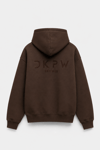FLOK BASKI DETAYLI BOXYFİT KAPŞONLU SWEATSHIRT KAHVE
