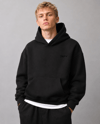 FLOK BASKI DETAYLI BOXYFİT KAPŞONLU SWEATSHIRT SİYAH