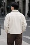 KAŞE KUMAŞ DÜĞMELİ CROP KESİM CEKET EKRU