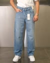 KOYU MAVİ YIKAMA EFEKTLİ TIRNAKLI EXTRA BAGGY JEANS